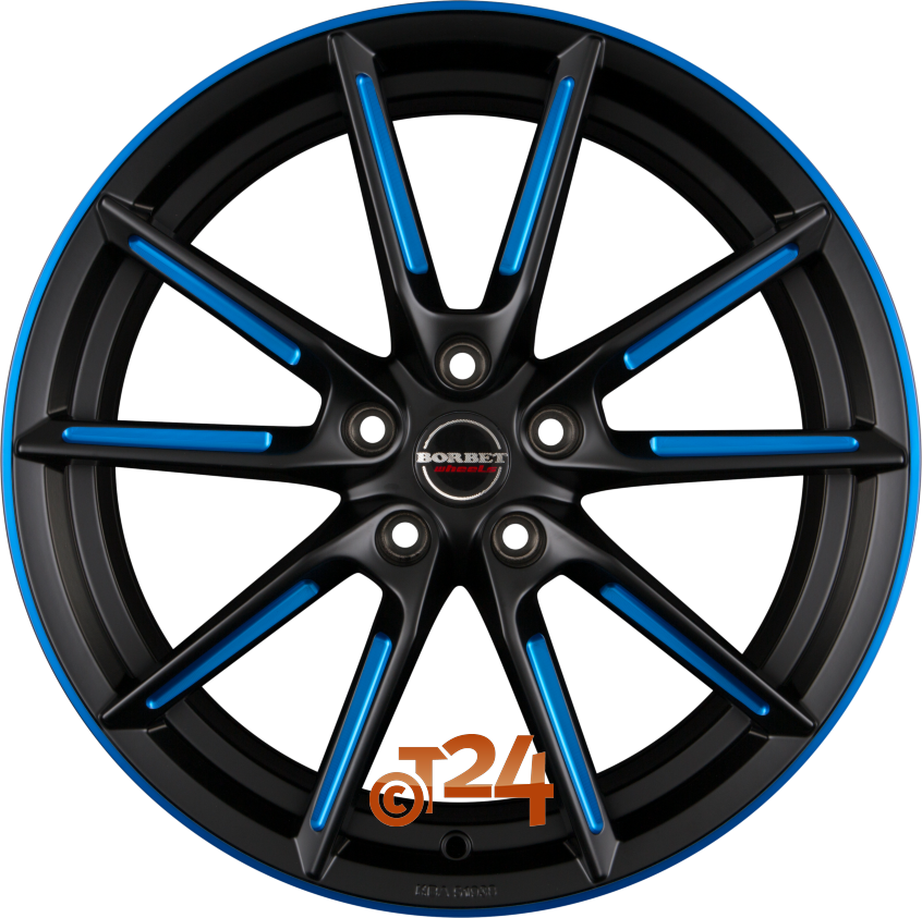 LX|Black Matt Spoke Rim Blue Polished 20