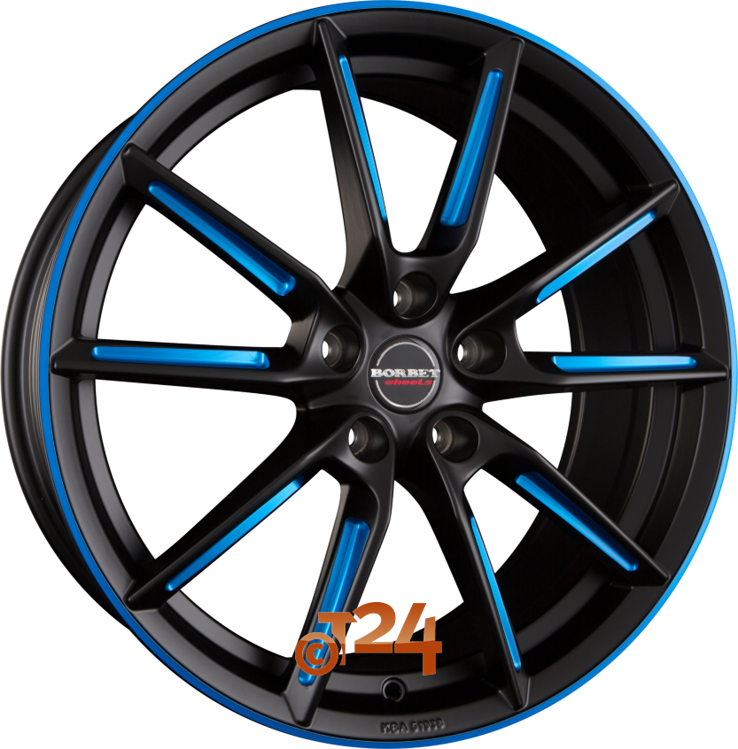 LX|Black Matt Spoke Rim Blue Polished 19