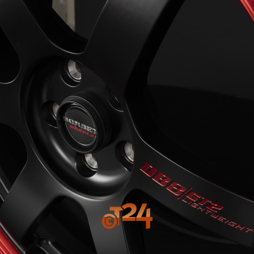 DB8GT2|Black Matt Rim Red 19