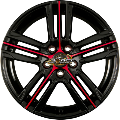 RONAL R57 MCR Jetblack-Red Spoke 7.00x17 4x100 RONAL R57 MCR Jetblack-Red Spoke 7.00x17 4x100