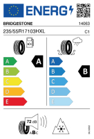 EU-label voor BRIDGESTONE A005 WEATHER CONTROL