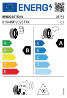 EU-Reifenlabel für BRIDGESTONE BLIZZAK LM-005 215/45 R20 95T