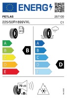 EU-label voor PETLAS SNOWMASTER 2 SPORT