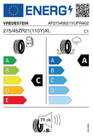 EU-label voor VREDESTEIN ULTRAC PRO