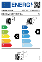 EU-label voor VREDESTEIN ULTRAC VORTI R+