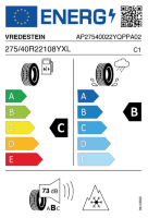 EU-label voor VREDESTEIN QUATRAC PRO+ SUV