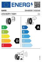 EU-Reifenlabel für BARS SOLARFLEXX 225/60 R17 99H