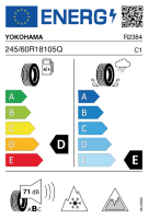 EU-label voor YOKOHAMA G075 ICE GUARD